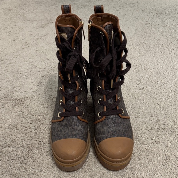 Michael Kors Collection Brown and Black Lace-Up Boots - Picture 1 of 5
